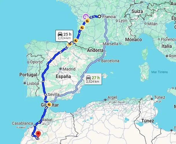 Viajar de Francia a Marruecos