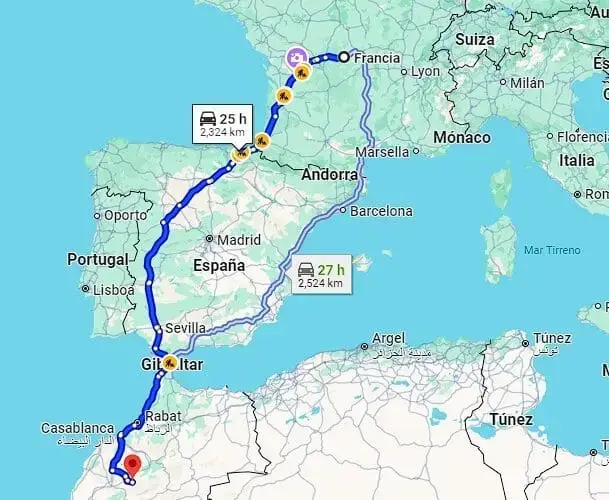 Viajar de Francia a Marruecos