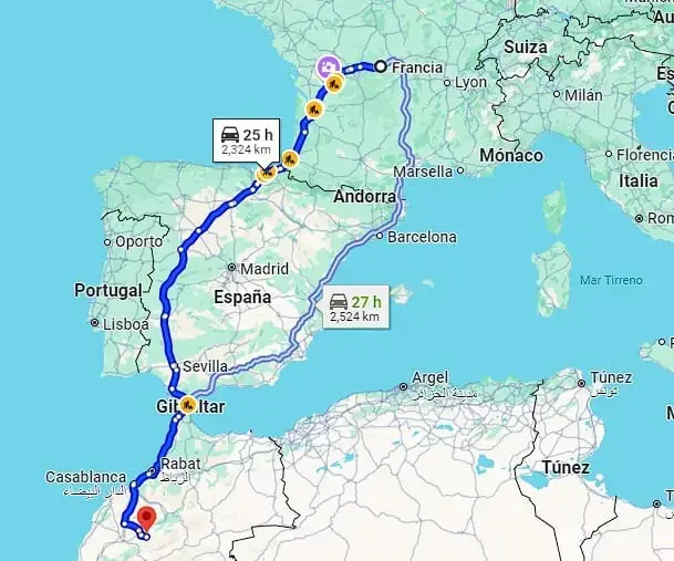 Viajar de Francia a Marruecos