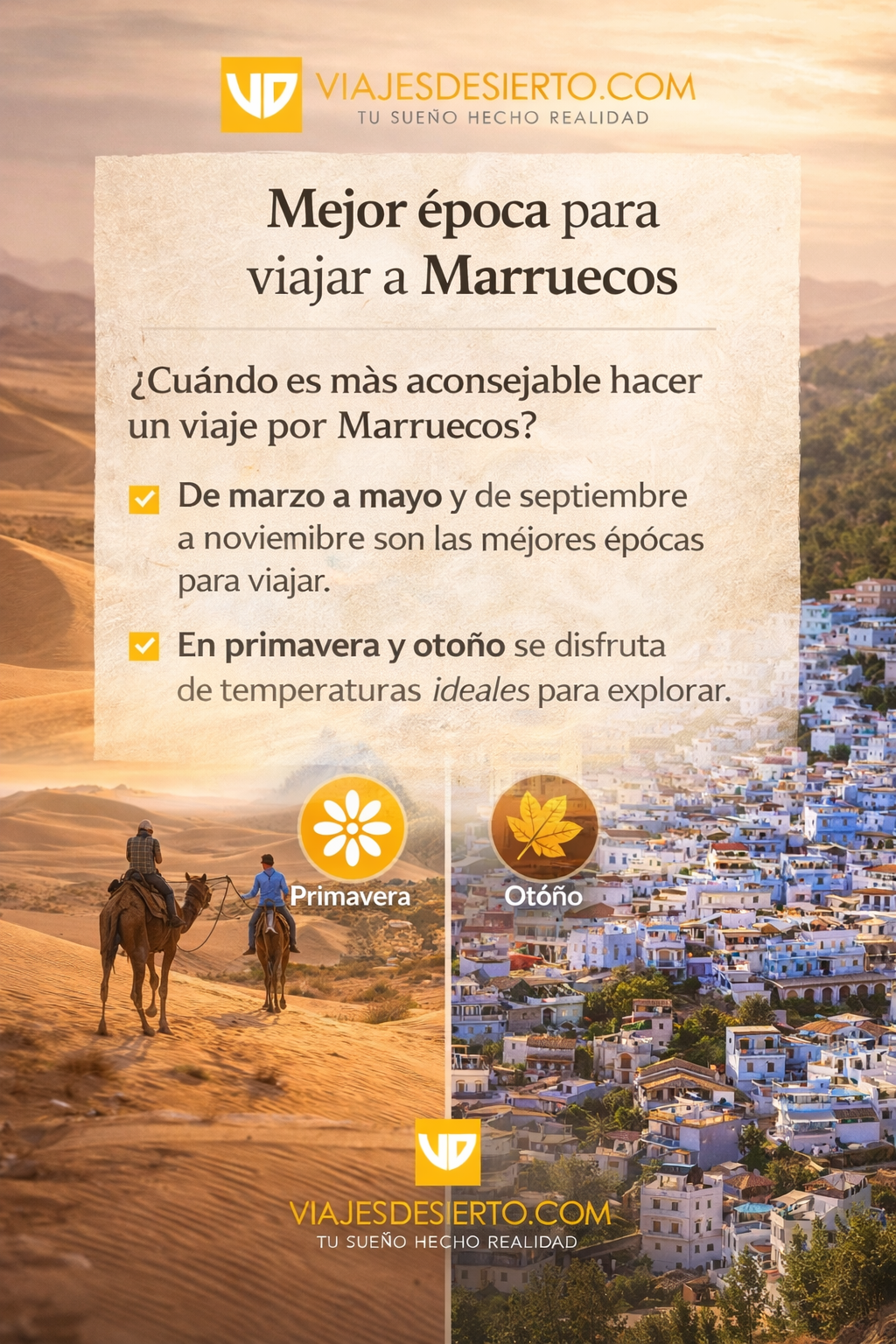 Viajar a Marruecos: Guía Completa 2026 + Tours al Desierto del Sahara 4 Mejor epoca para viajar a Marruecos